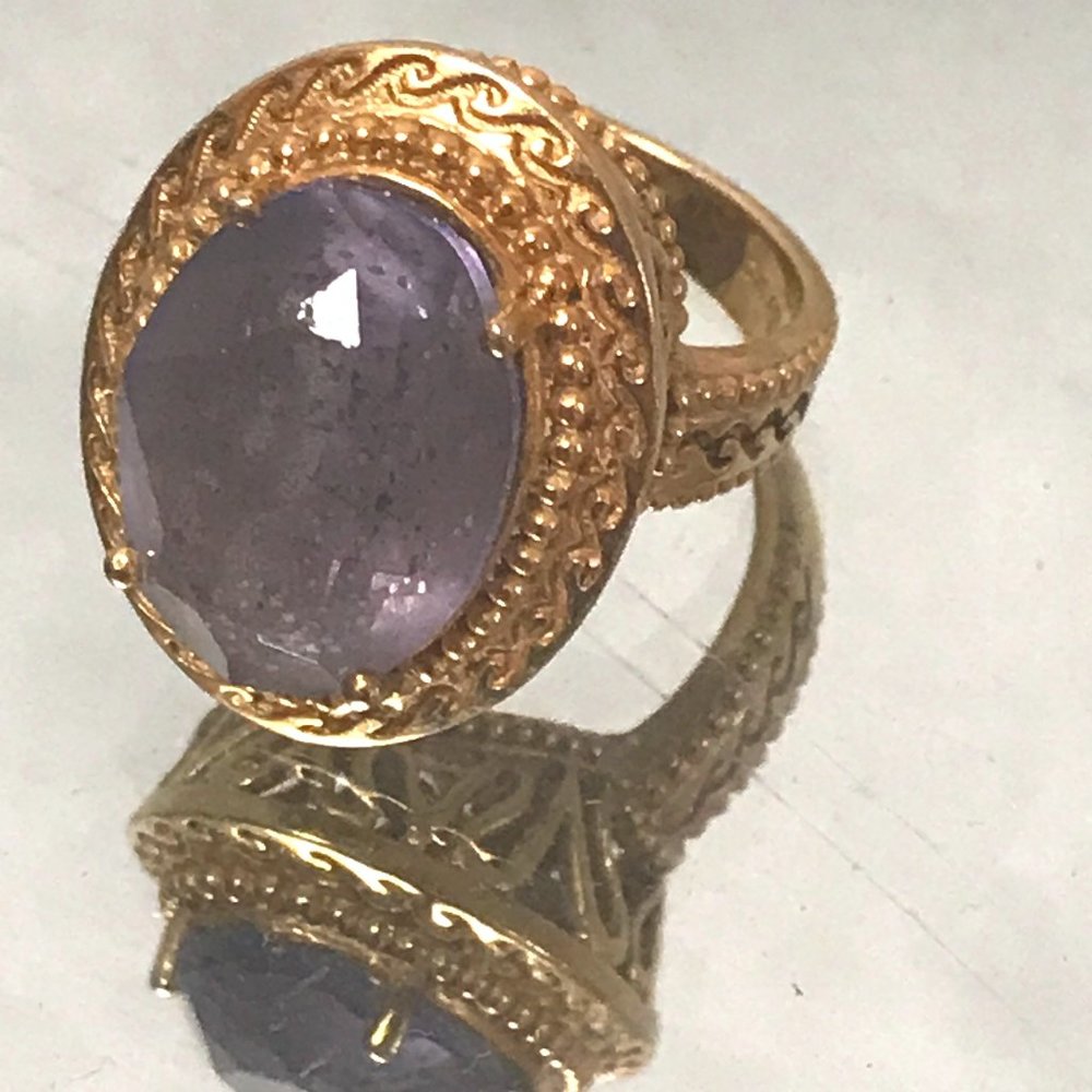VERA WANG 18K Over Sterling Silver NWOT Size 7.5  Ring 18 KT 925 Tanzanite